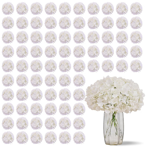 KISLOHUM ivory hydrangea heads, 100pcs, ideal for reusable wedding bouquets.