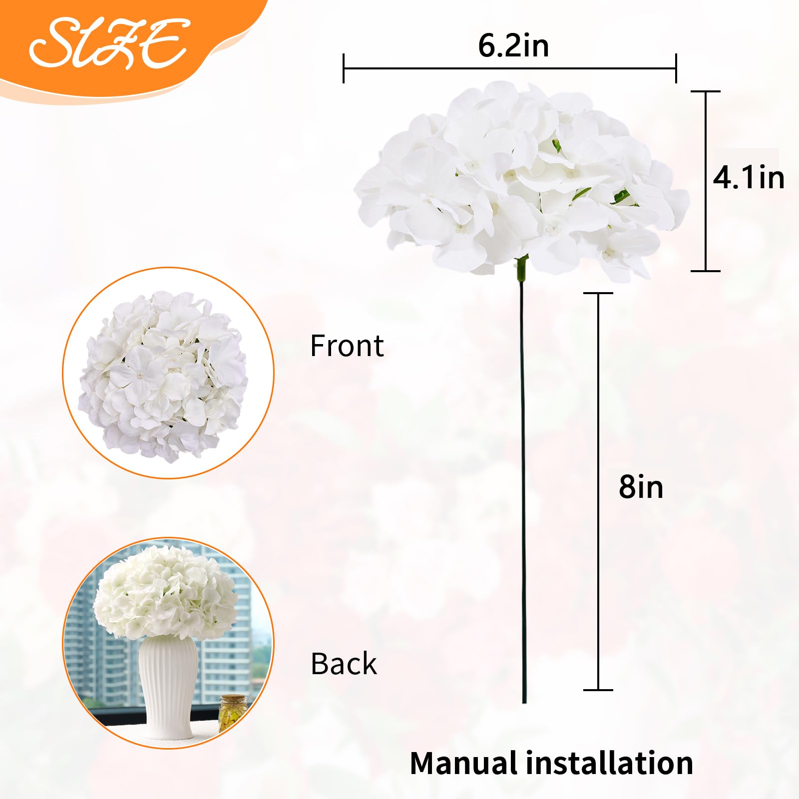 KISLOHUM hydrangea stems 7-8 inches, bendable for custom decor.