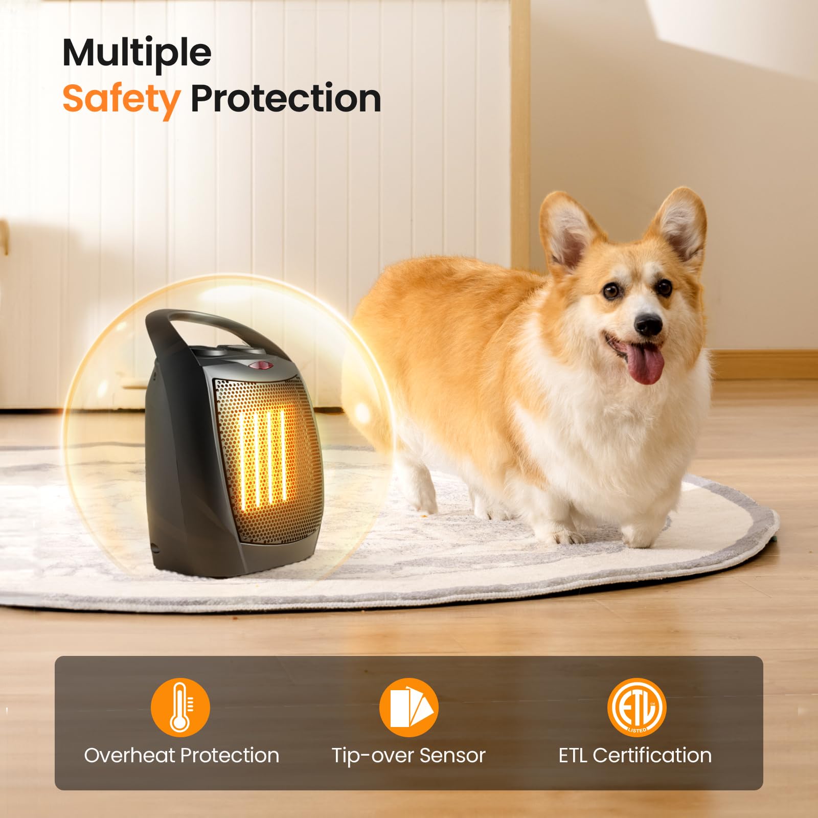 Kismile ceramic heating element delivers fast warmth without coils.