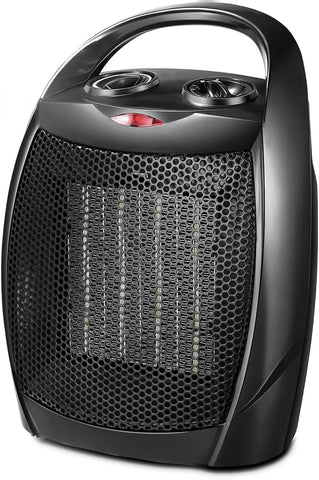 Kismile small ceramic space heater front view showing compact desk design for efficient warmth.