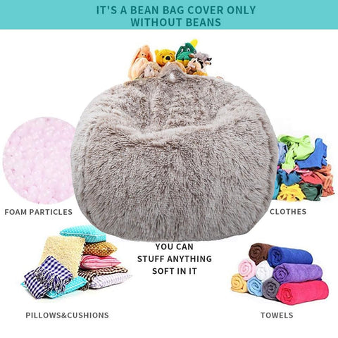 Kisoy bean bag in living room doubles as seating and storage.