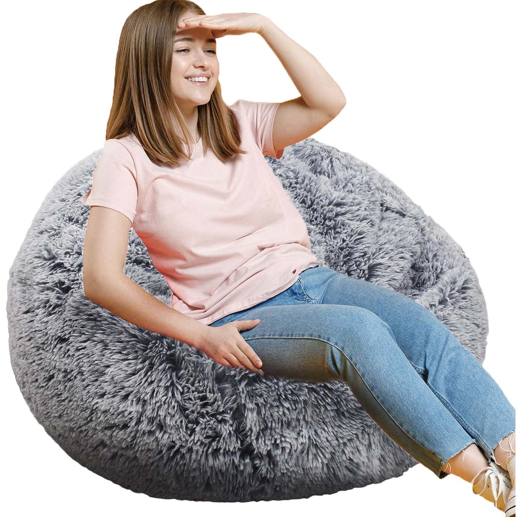 Kisoy fluffy bean bag chair 3ft gray offers cozy family seating