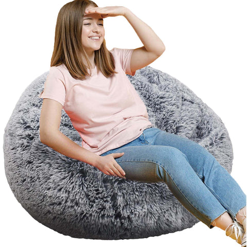 Kisoy fluffy bean bag chair 3ft gray offers cozy family seating