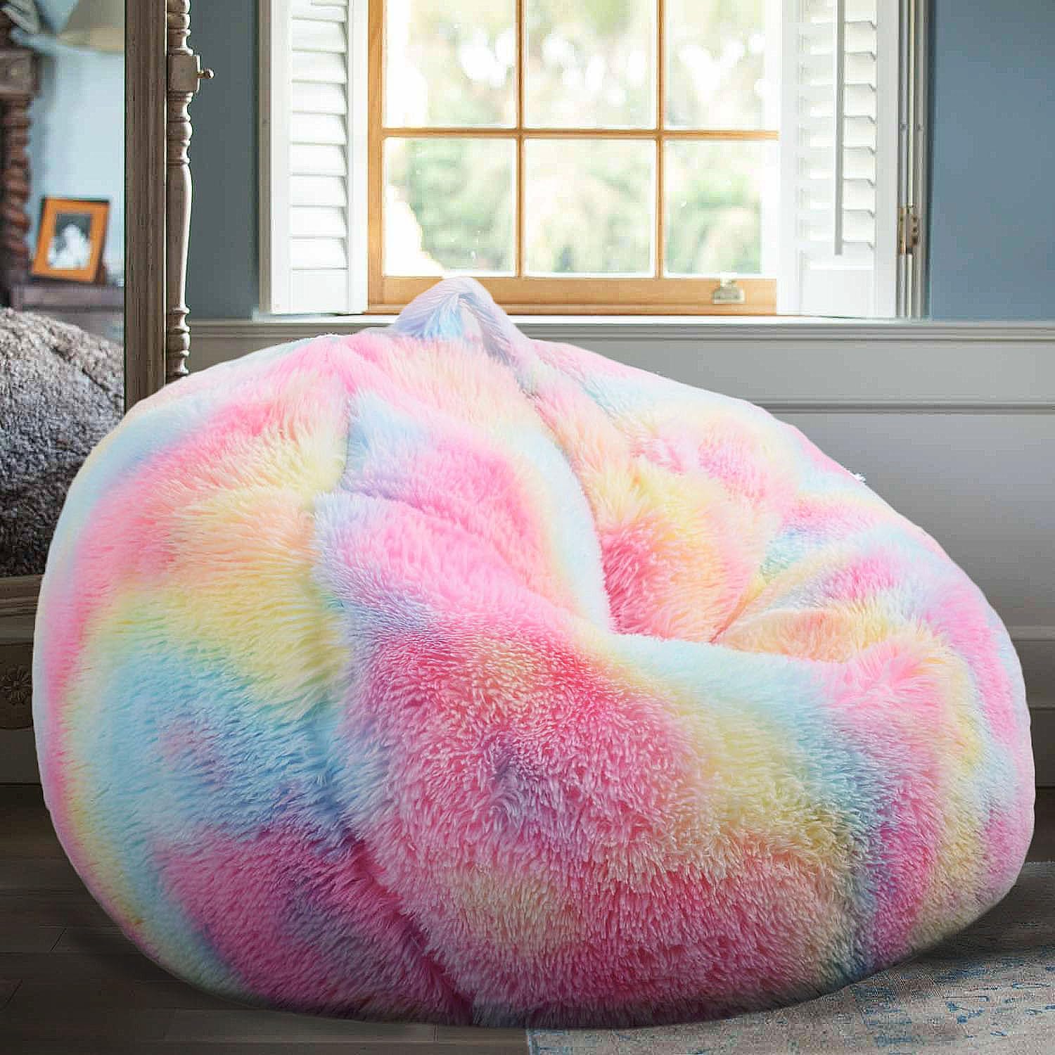 Kisoy Fluffy Bean Bag Chair cleaning-friendly fabric supports easy spot cleaning