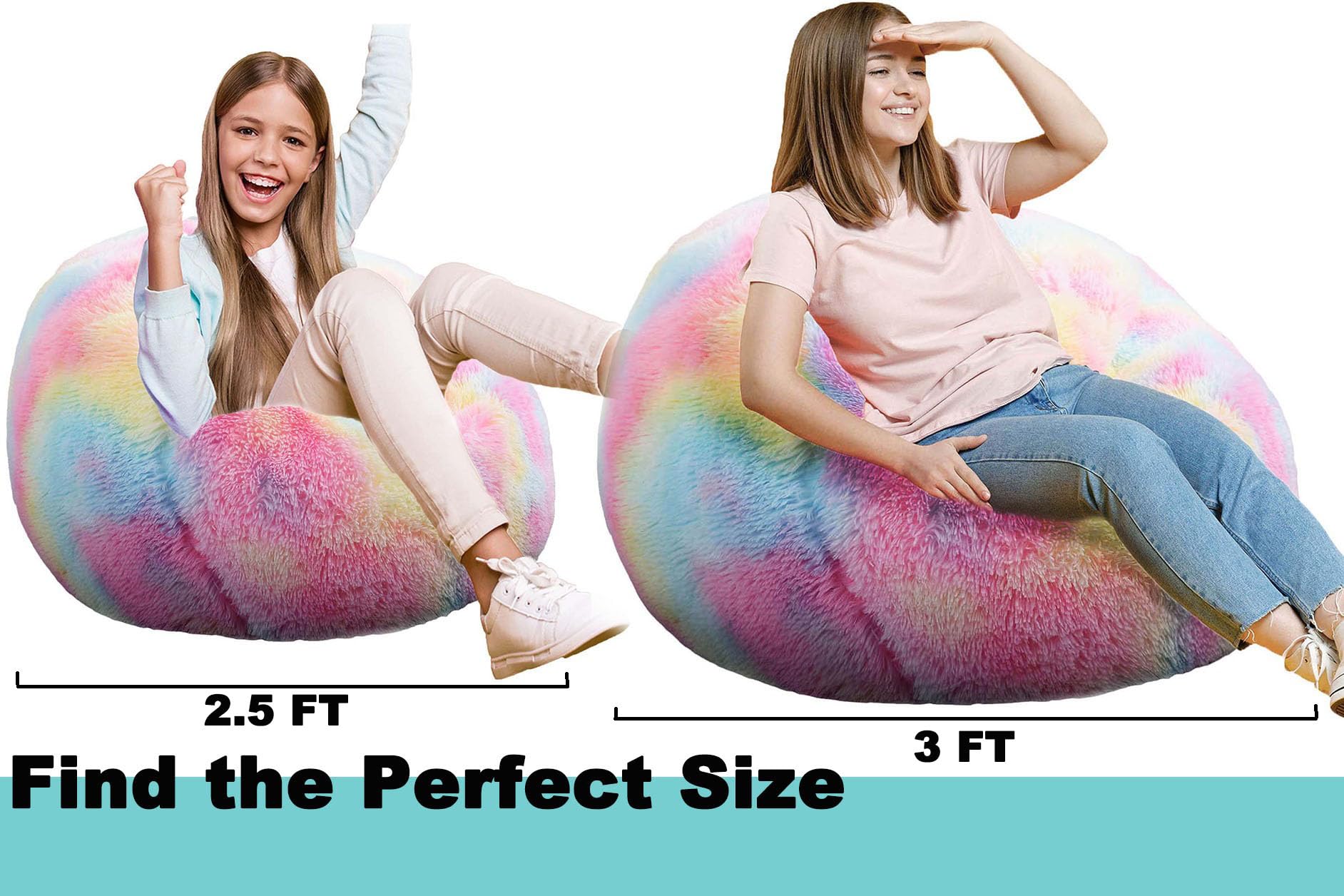 Kisoy Fluffy Bean Bag Chair faux fur closeup emphasizes soft texture and stain resistance