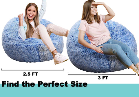Kisoy fluffy bean bag chair with built-in handle for easy transport