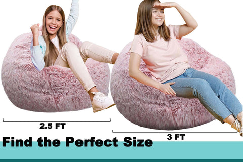 Kisoy Fluffy Bean Bag Chair in living room setup inviting family relaxation