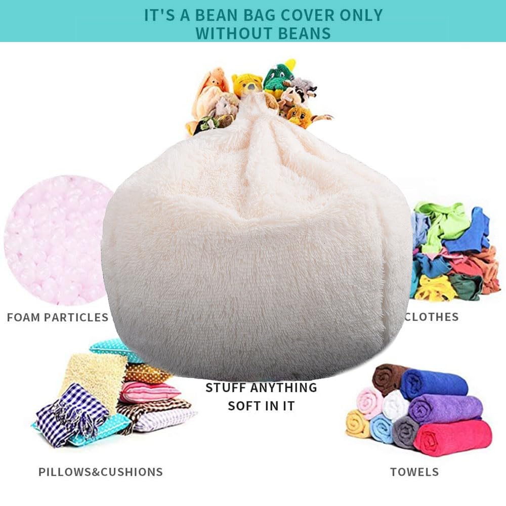 Kisoy faux fur bean bag cover close-up, premium texture and durability