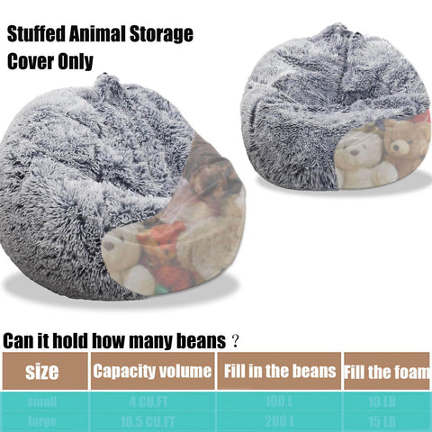 Kisoy fluffy stuffed animal storage cover gray keeps toys neatly stored.