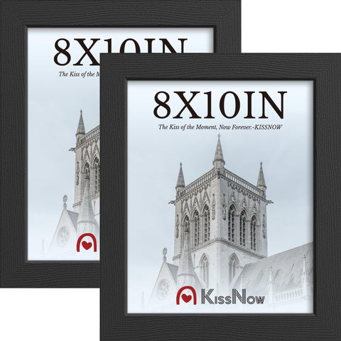 KissNow 8x10 frame in black textured wood, ideal for wall display and timeless memories.
