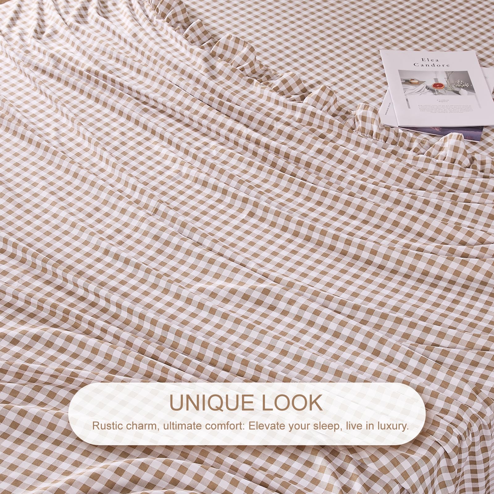 kisswish Gingham Queen deep-pocket design fits up to 16 inches