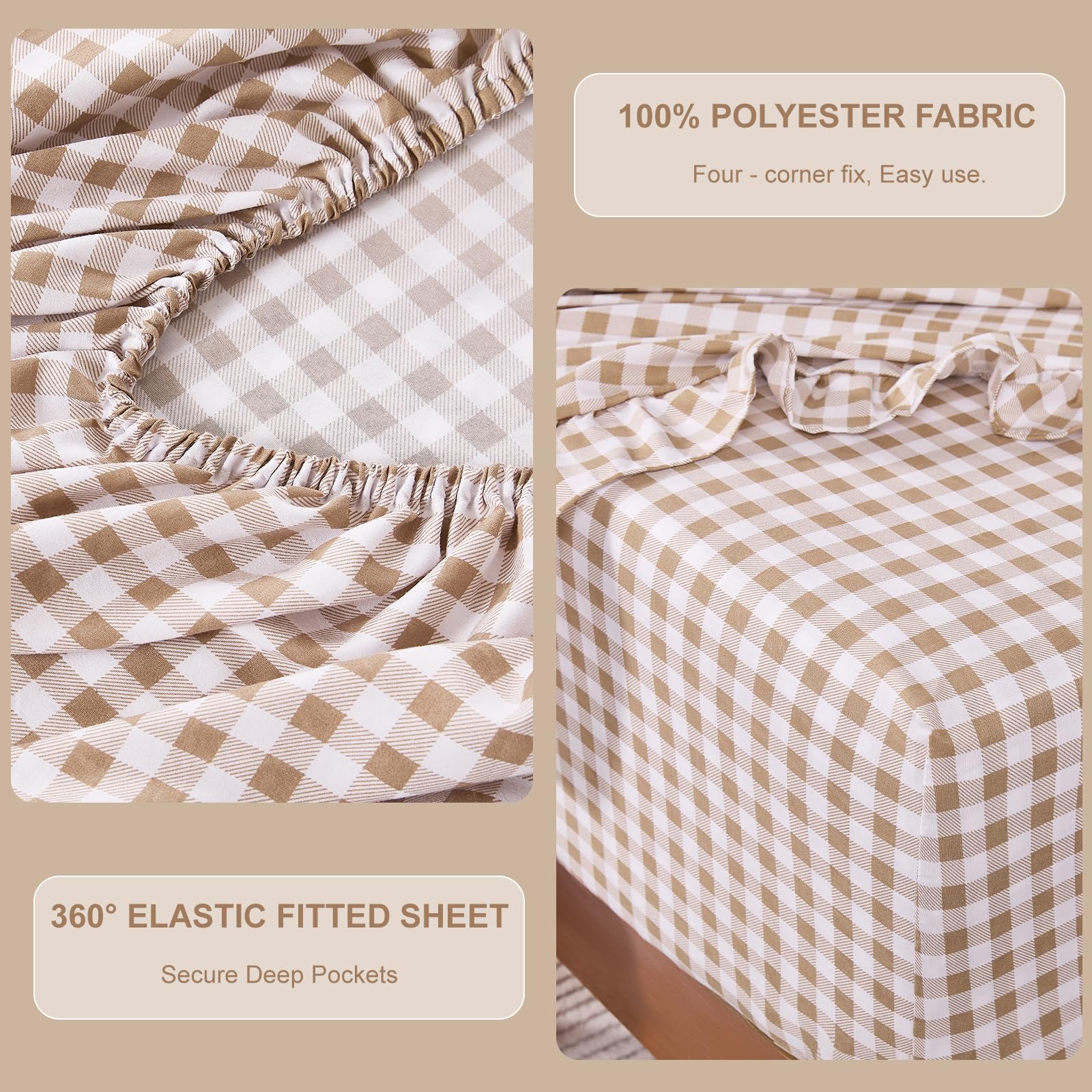 kisswish Gingham Queen pillowcases, cozy and easy care
