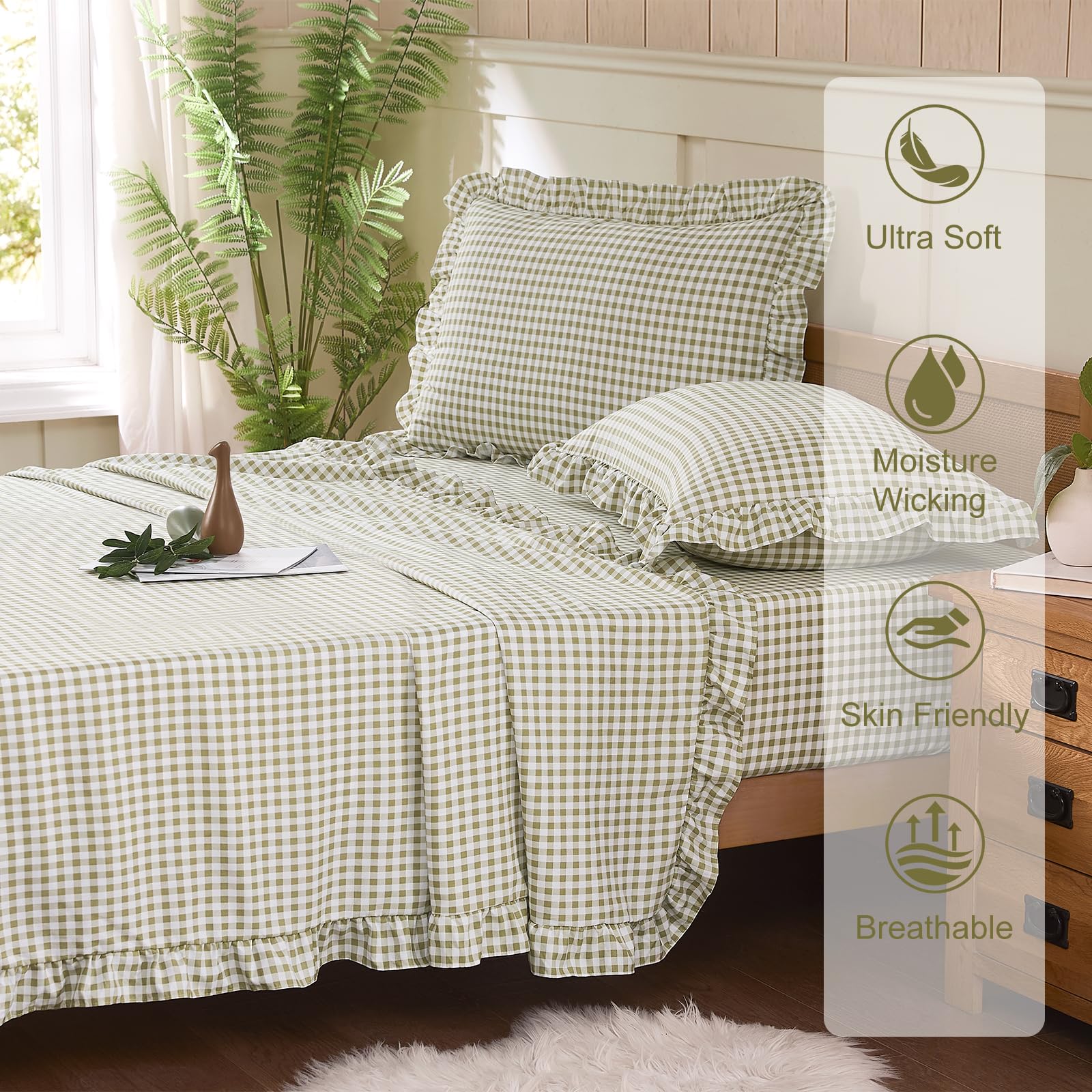 kisswish queen fitted sheet with 16-inch pocket for secure fit