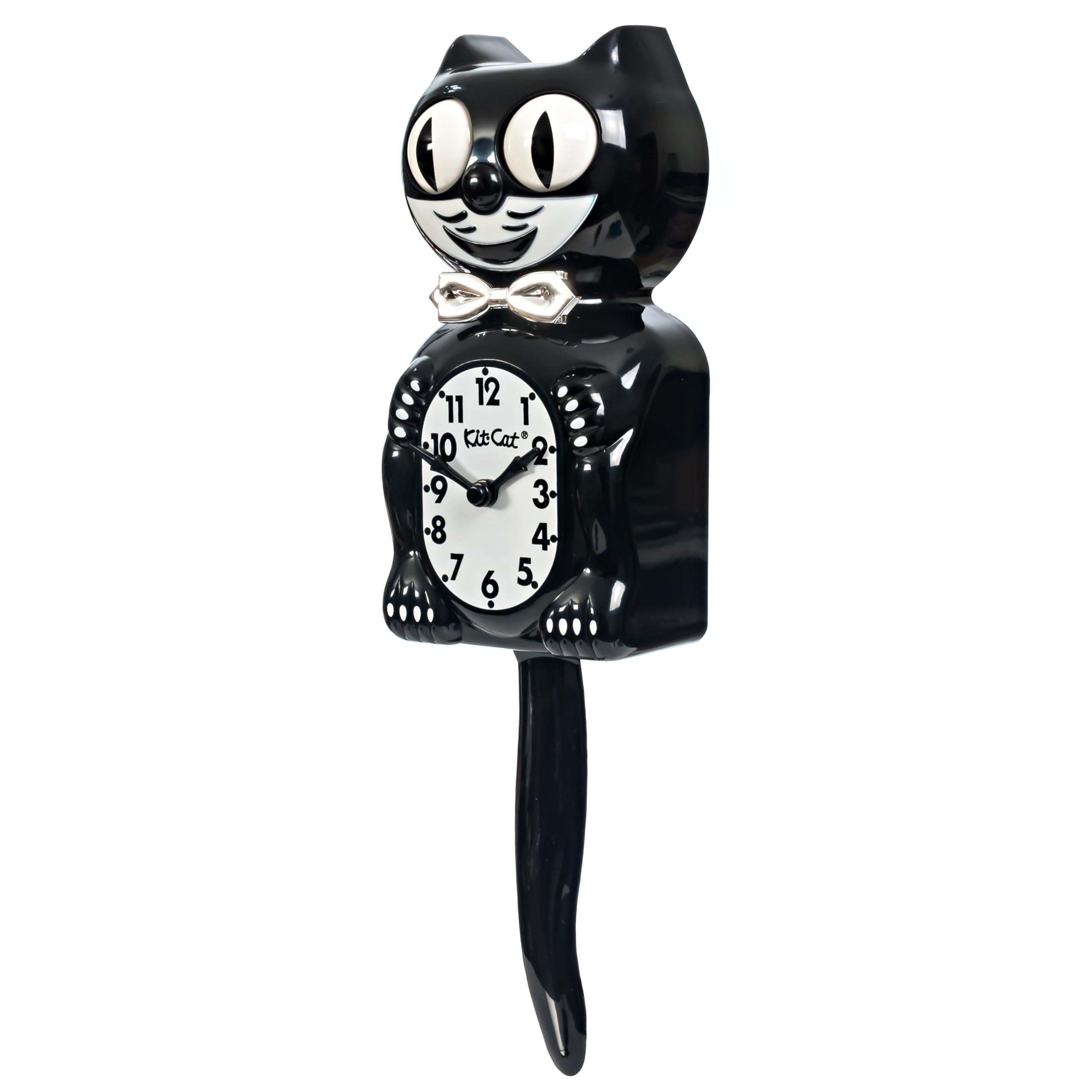 Kit-Cat Klock black finish adds sleek contrast to any room.