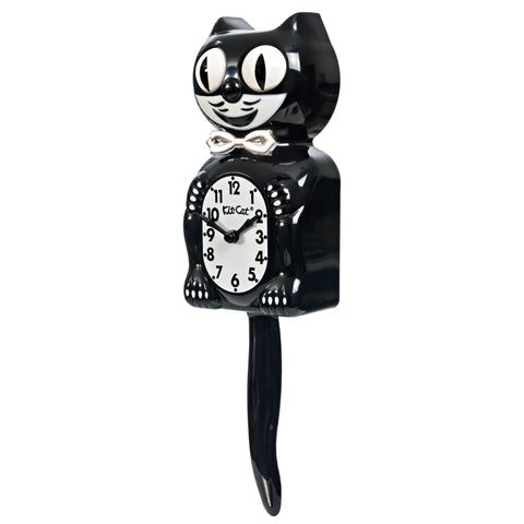 Kit-Cat Klock black finish adds sleek contrast to any room.