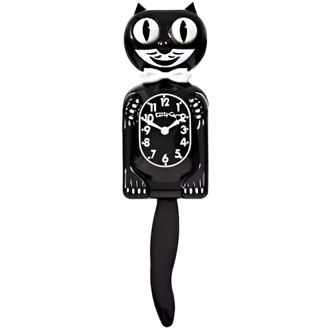 Kit Cat Klock Classic Black-Small front view adds playful charm to walls.