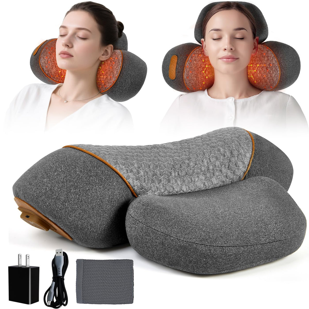 KITCADA 3-in-1 neck massager pillow front view for ergonomic relief.