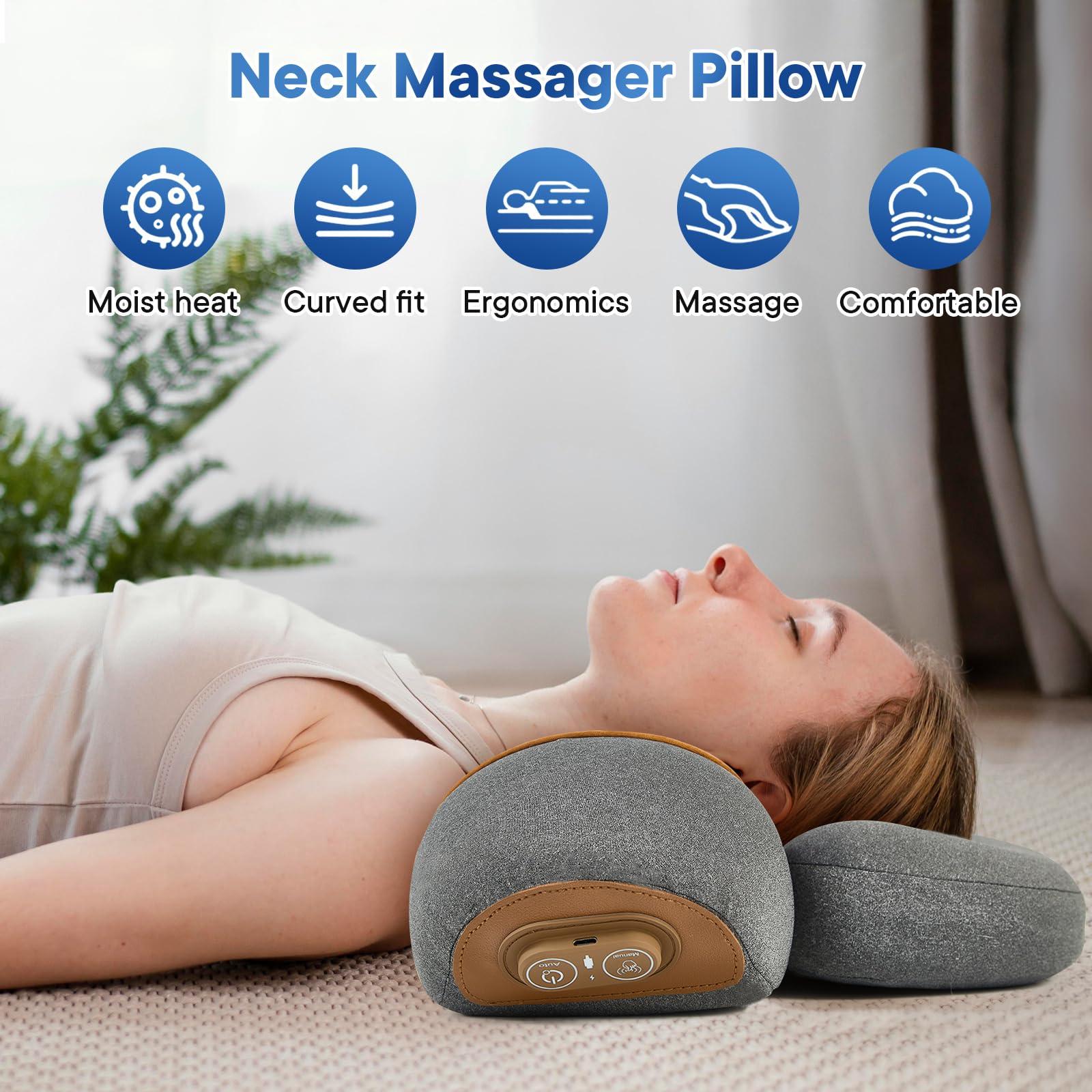 KITCADA curved design neck massager fits chairs, sofas, or beds.