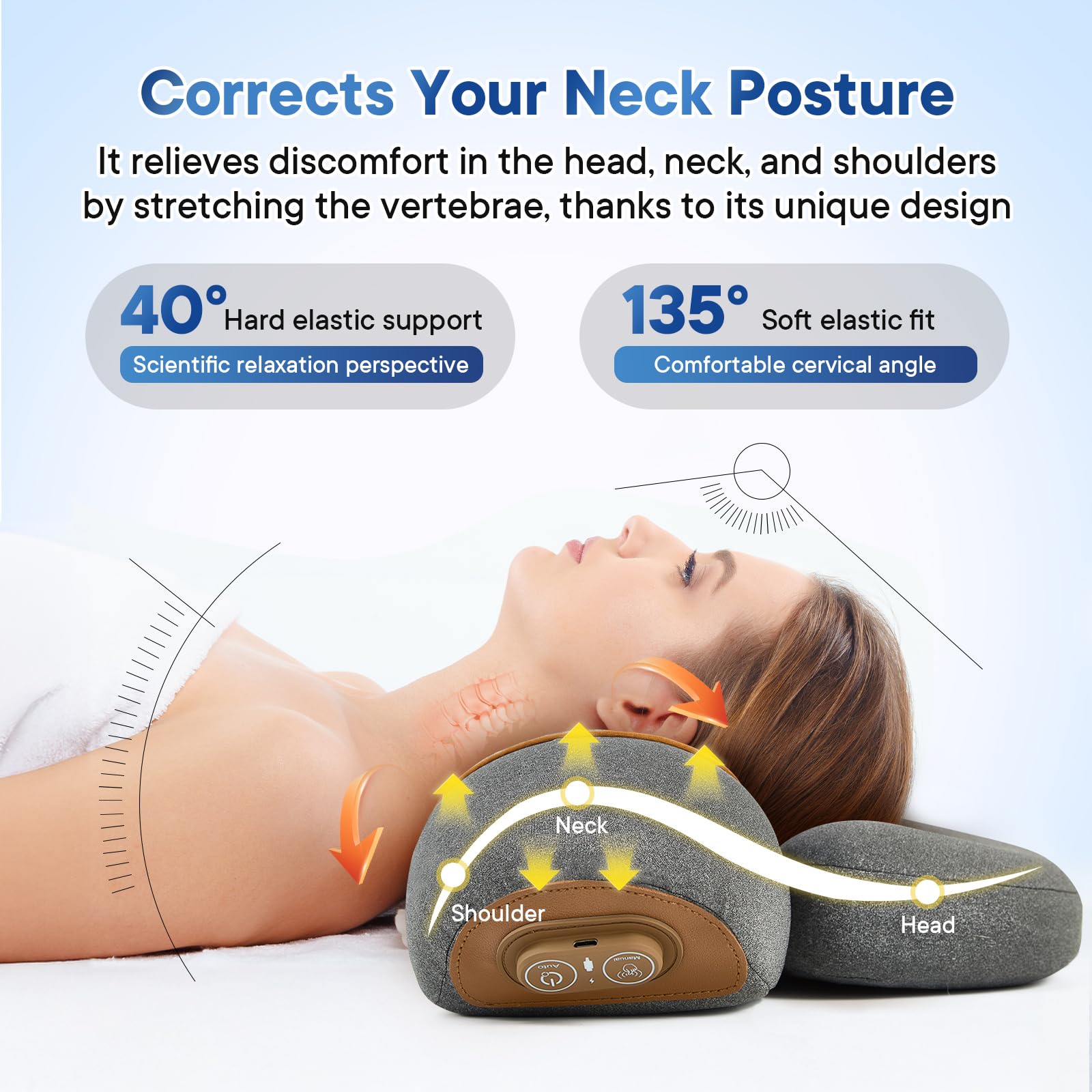 KITCADA memory foam neck pillow contours to neck and shoulders.