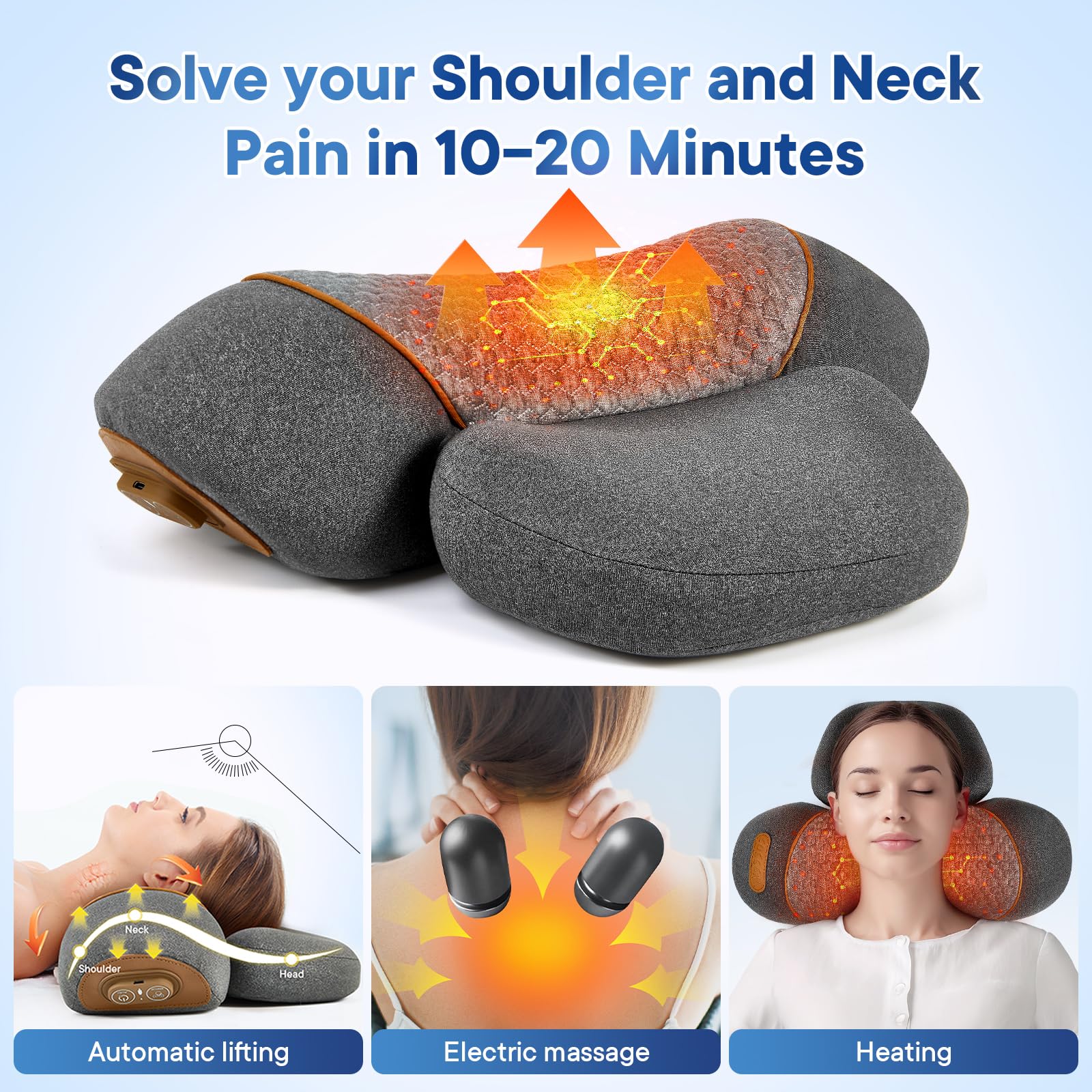 KITCADA neck massager pillow airbag support demonstrates adaptive neck relief.