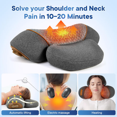 KITCADA neck massager pillow airbag support demonstrates adaptive neck relief.