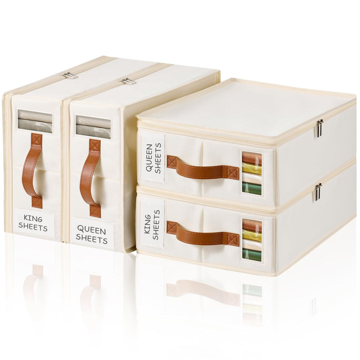 KitHero bed sheet organizer with box-sealed design keeps contents protected and wrinkle-free.