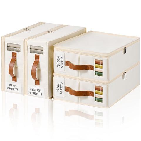 KitHero bed sheet organizer with box-sealed design keeps contents protected and wrinkle-free.