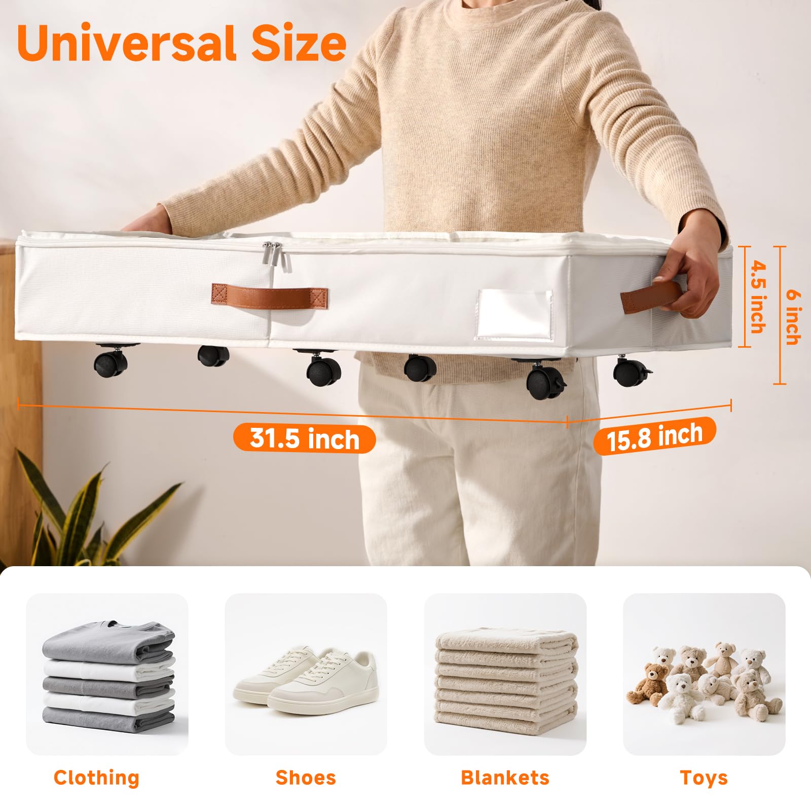 KitHero under-bed storage with wheels showing a transparent lid for quick content view.