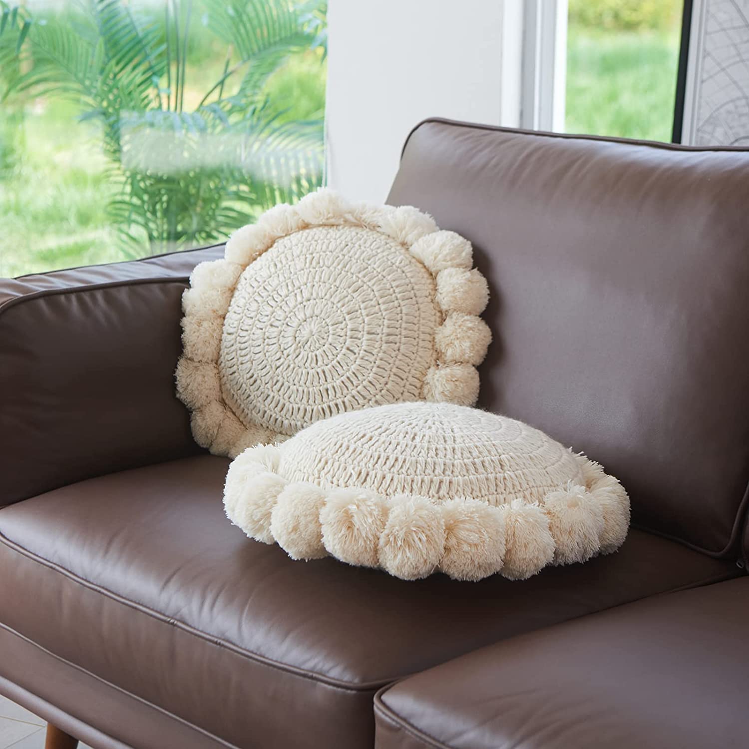 kitletsuit round cushion enhances any couch, chair, or bed setting.