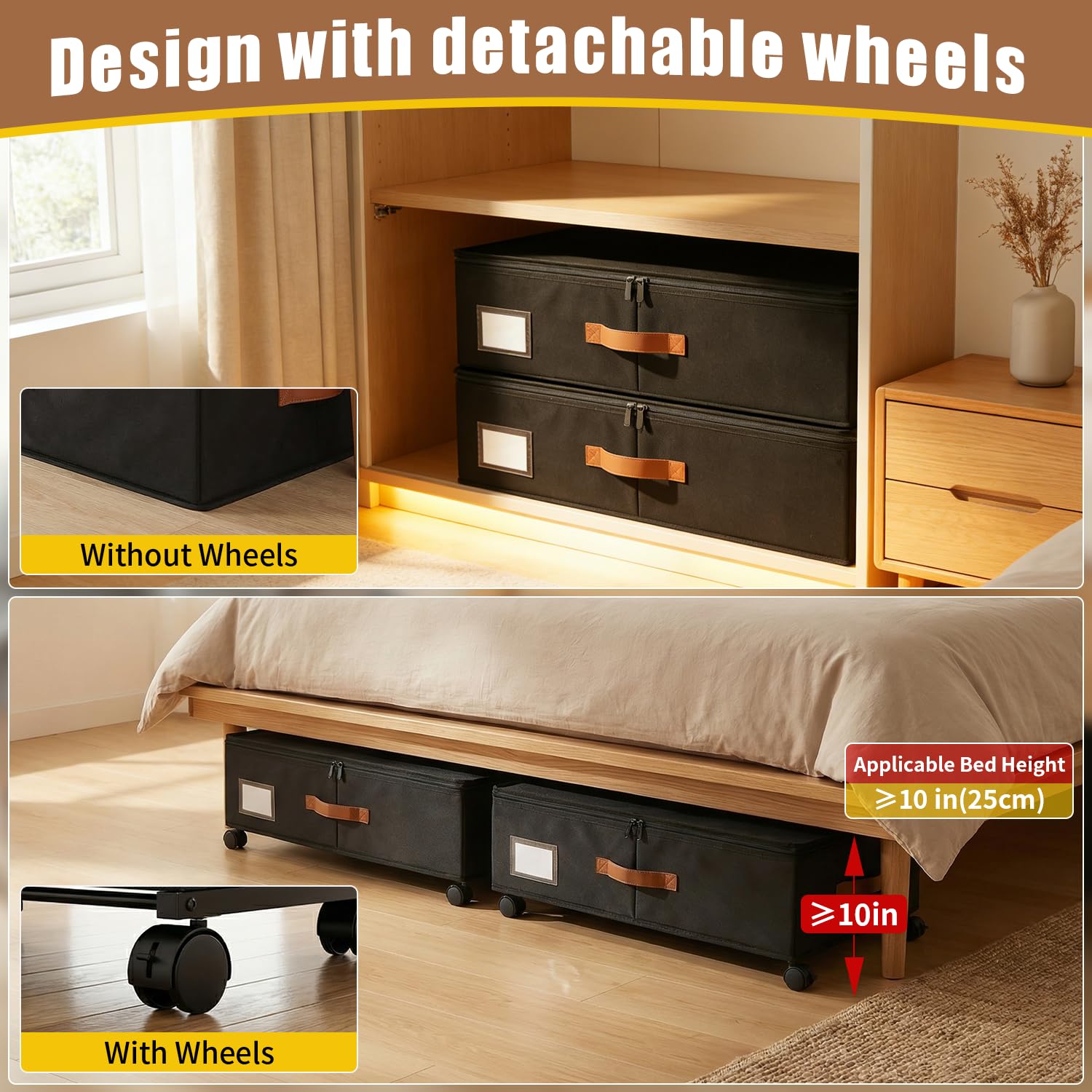 KITREPAION 360-degree swivel casters with locks enable smooth rolling.