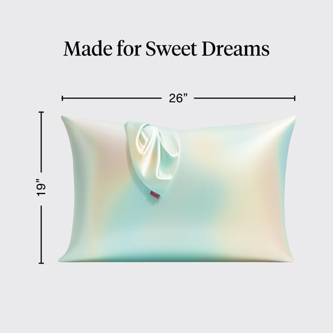 Kitsch eco-friendly satin feels luxurious while absorbing less moisture and buildup.