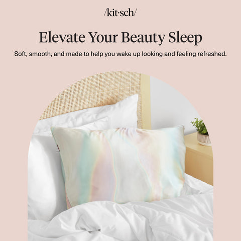 Kitsch satin pillowcase won’t slip, keeping your pillow neatly in place.