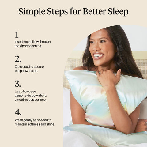 Kitsch satin pillowcase reduces sleep lines by providing a gentle, gliding surface.