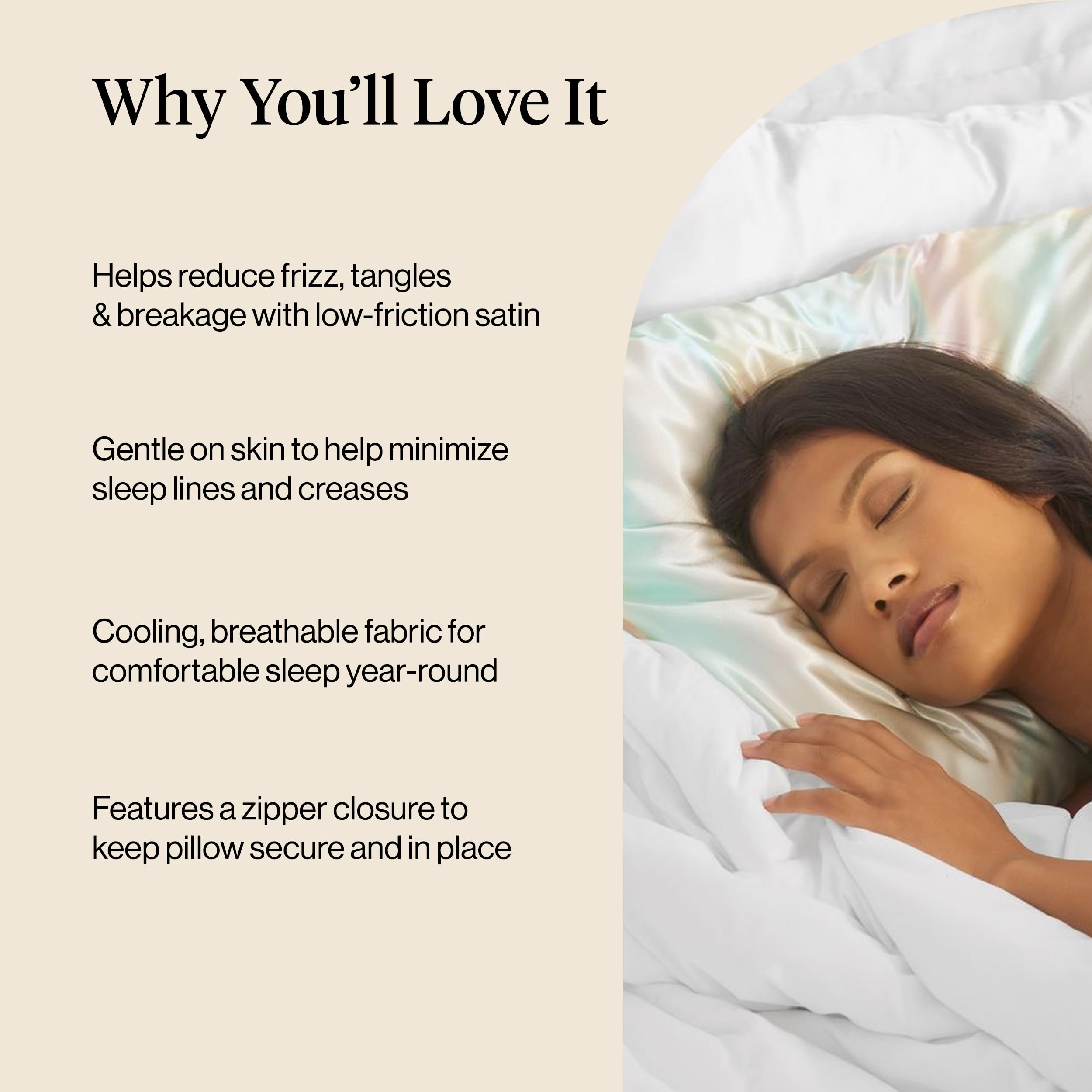 Kitsch satin pillowcase 19x26 fits most pillows securely with a smooth finish.