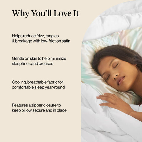 Kitsch satin pillowcase 19x26 fits most pillows securely with a smooth finish.