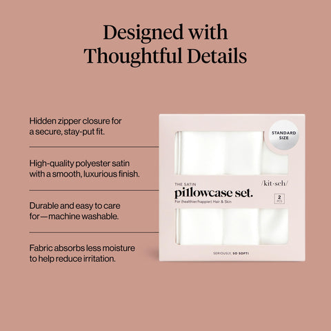 Cooling, breathable satin fabric keeps skin and hair comfortable all night.