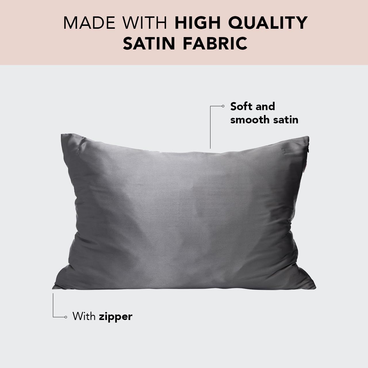 Kitsch satin pillowcase provides smooth hair and skin with reduced friction.