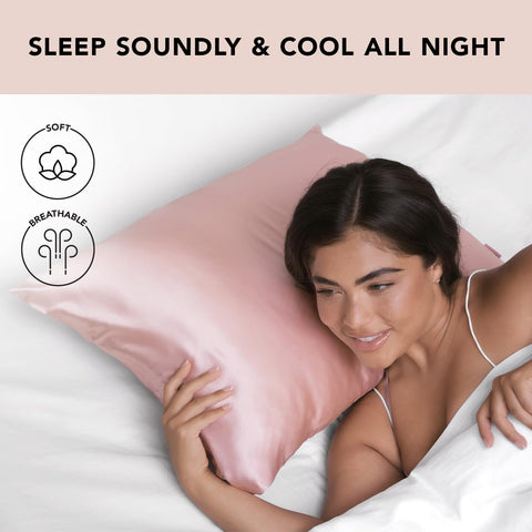 Kitsch satin pillowcase smooth sheen reduces friction.