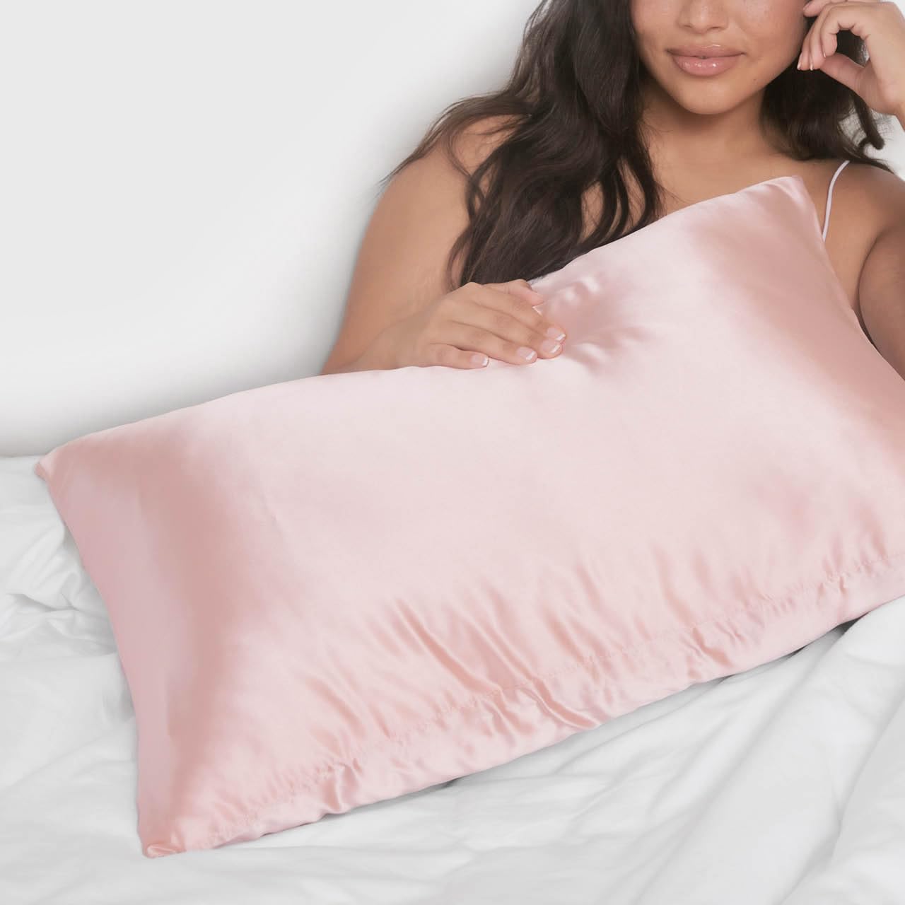 Kitsch satin pillowcase wrinkle-free finish keeps pillows neat.
