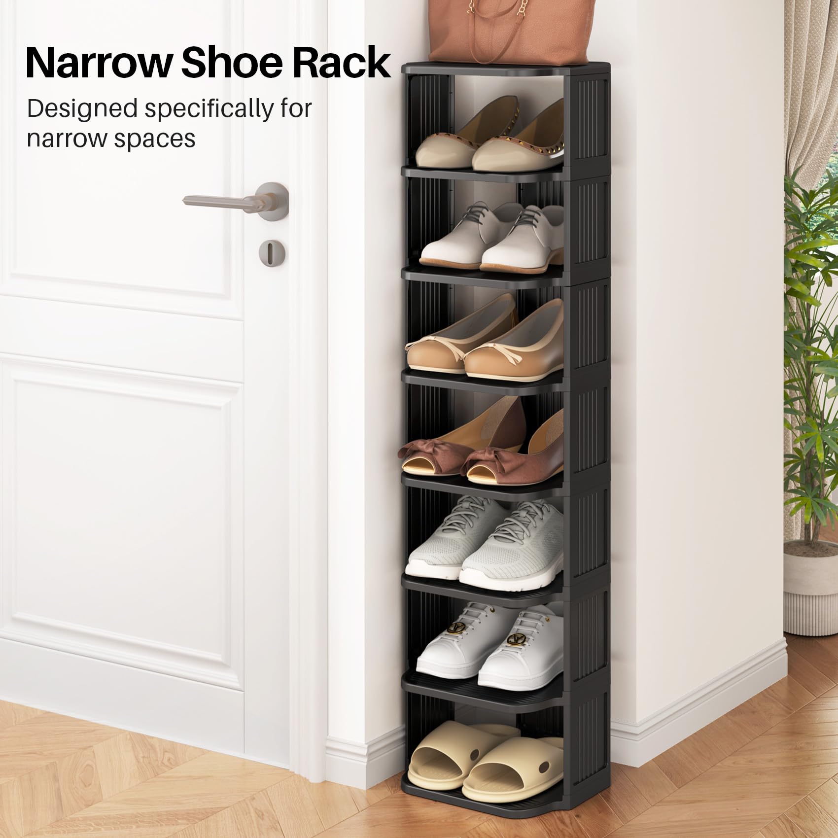 Kitstorack 5-tier stackable demonstrates modular flexibility for growing shoe collections.