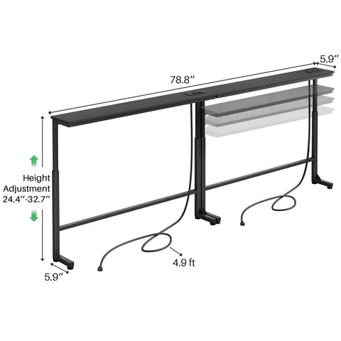 Kitstorack long 78.8-inch length provides extended surface for devices.