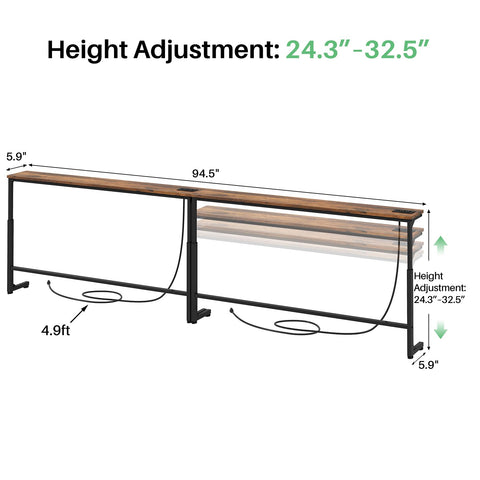 Kitstorack adjustable-height narrow console showing height customization.