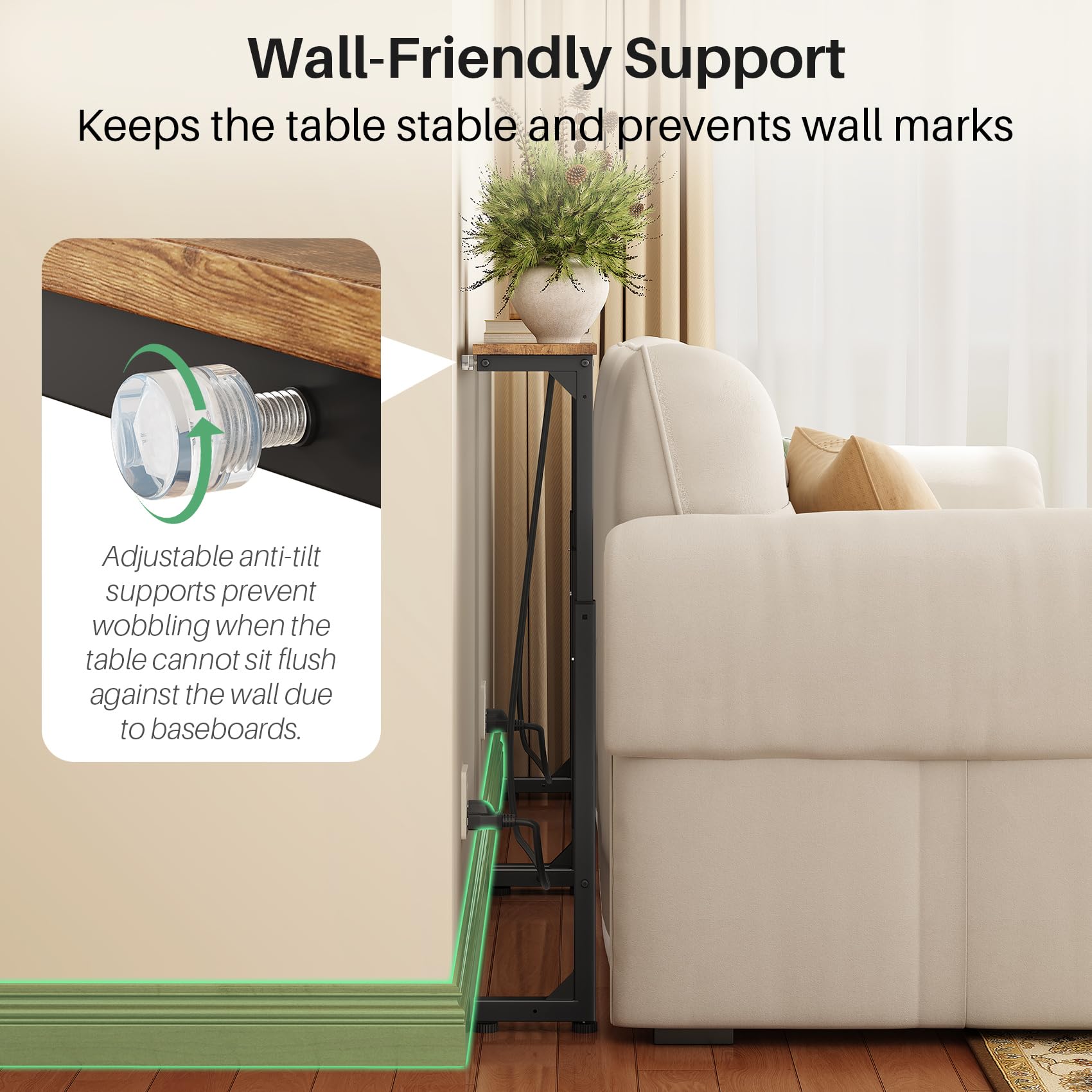 Kitstorack anti-scratch tip protecting floors during daily use.
