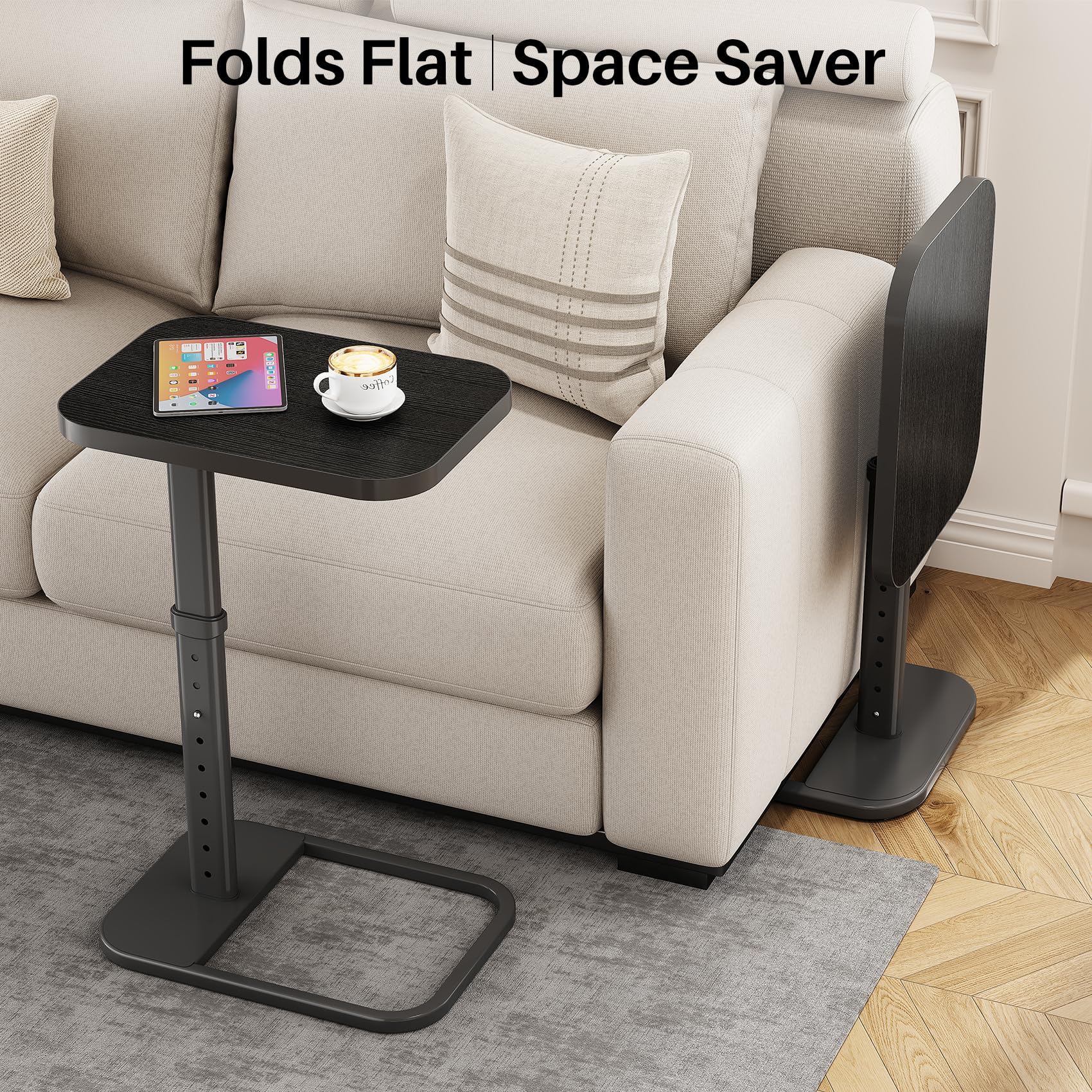 Kitstorack bedside dining table offers convenient meals and reading beside bed.