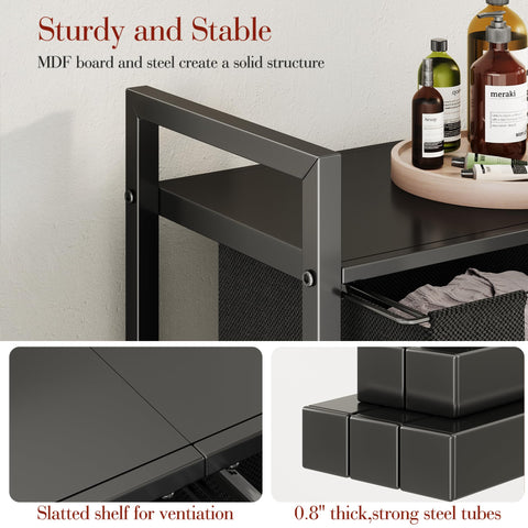 Kitstorack dual-compartment hamper divides loads for efficient sorting.