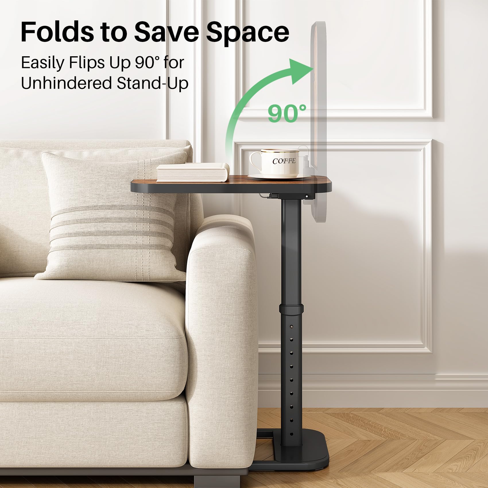 Kitstorack edge surface fit TV tray beside sofa for easy reach