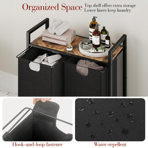 Kitstorack durable wood and metal frame supports steady laundry storage.
