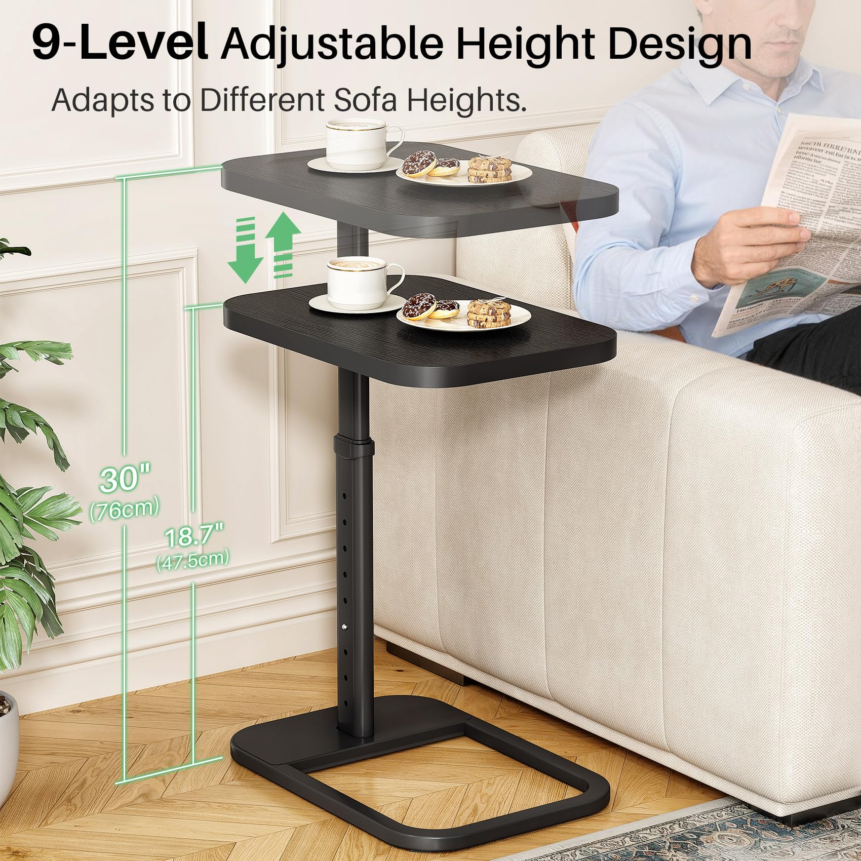 Kitstorack metal end table with rounded edge for safe daily use