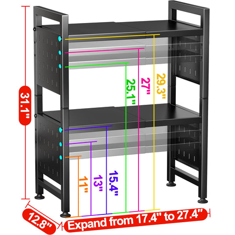 Kitstorack stand includes 9 hooks, cutting board holder, and towel rack