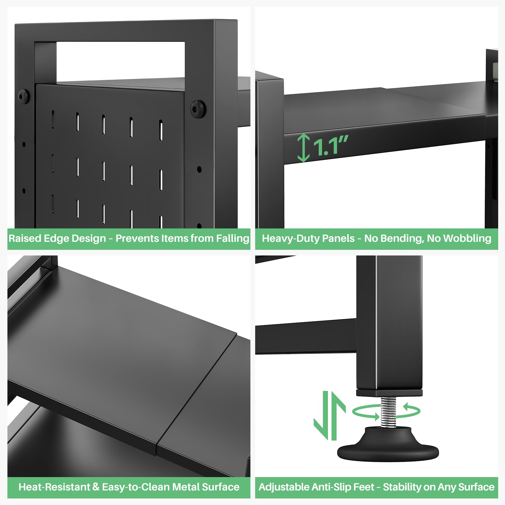 Kitstorack sleek black finish easy to wipe clean